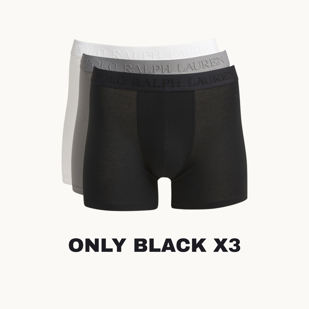 PRL 3-Pack Boxer Briefs - Black on Black