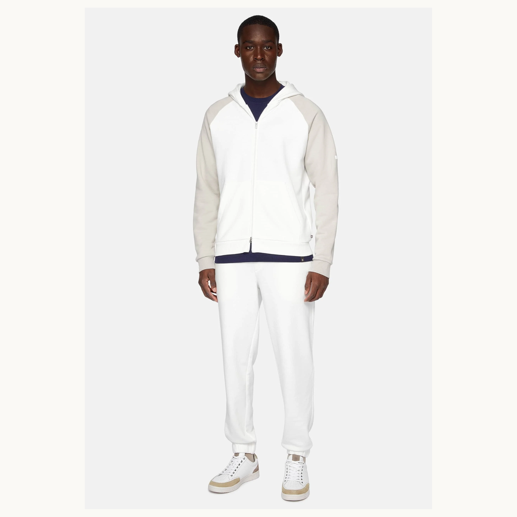 Boggi Milano Mixed Block Hooded Zip Jacket - White/Grey