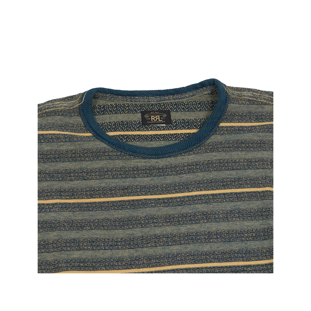 RRL Striped Textured Tee - Olive Multi