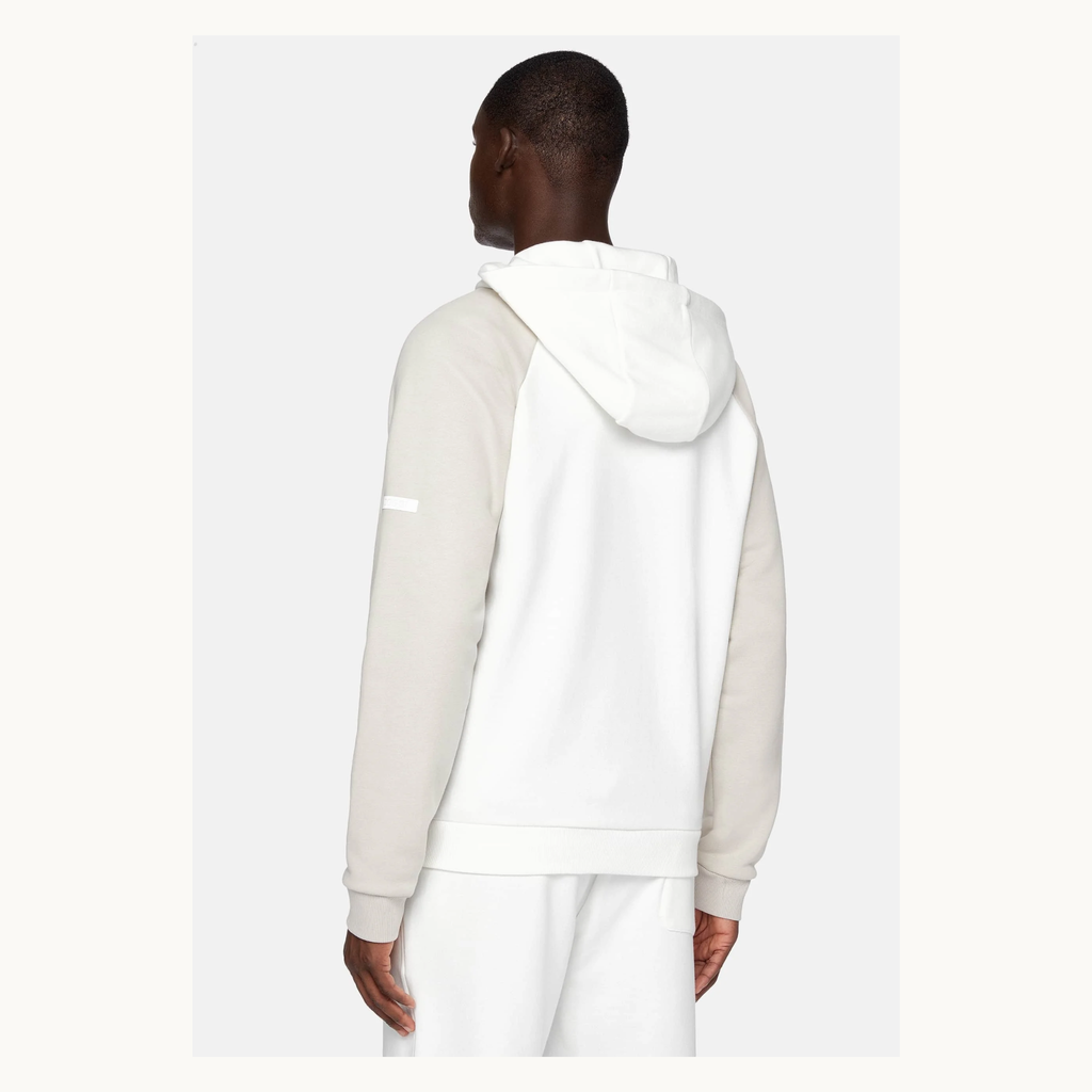 Boggi Milano Mixed Block Hooded Zip Jacket - White/Grey