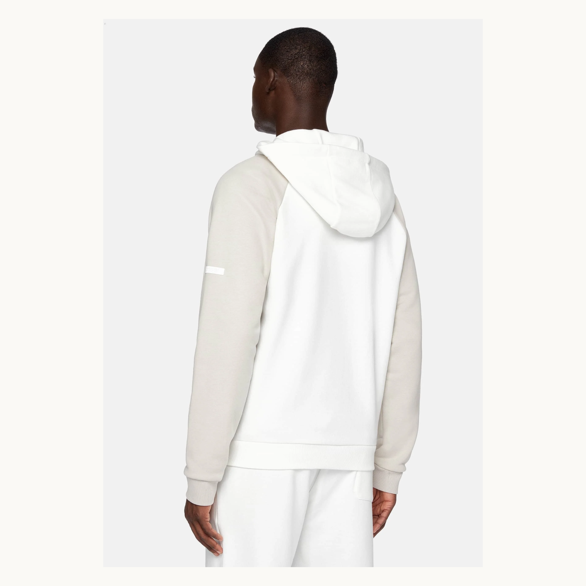 Boggi Milano Mixed Block Hooded Zip Jacket - White/Grey