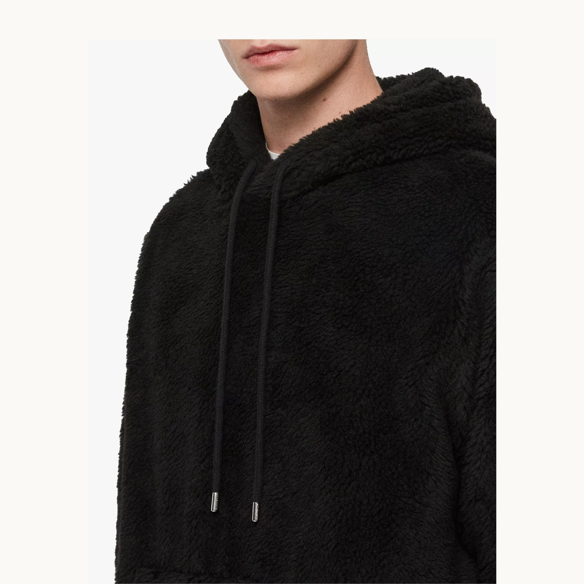 AllSaints Sherpa Fleece Hoodie - Black