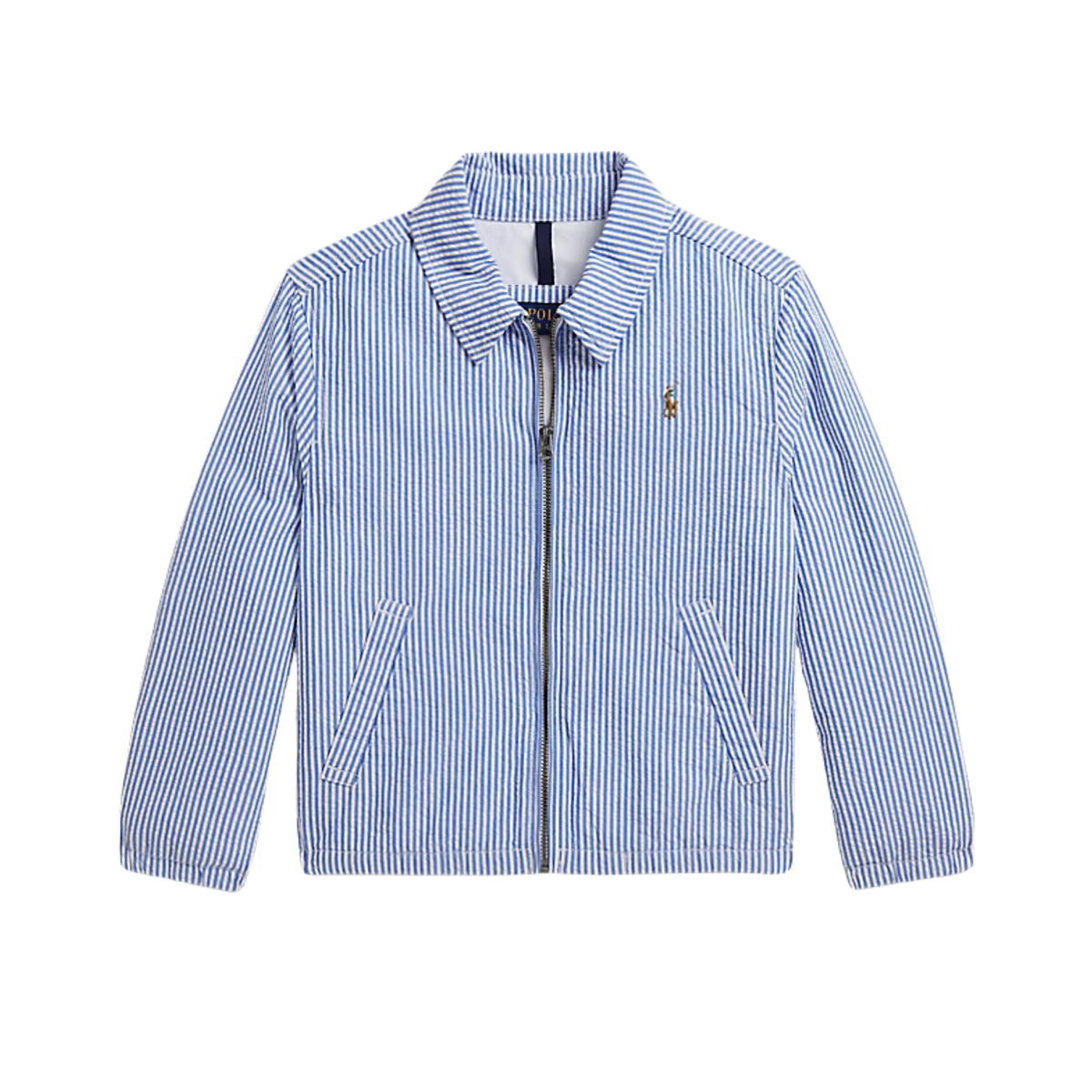 PRL Seersucker Harrington Jacket - Blue Stripe