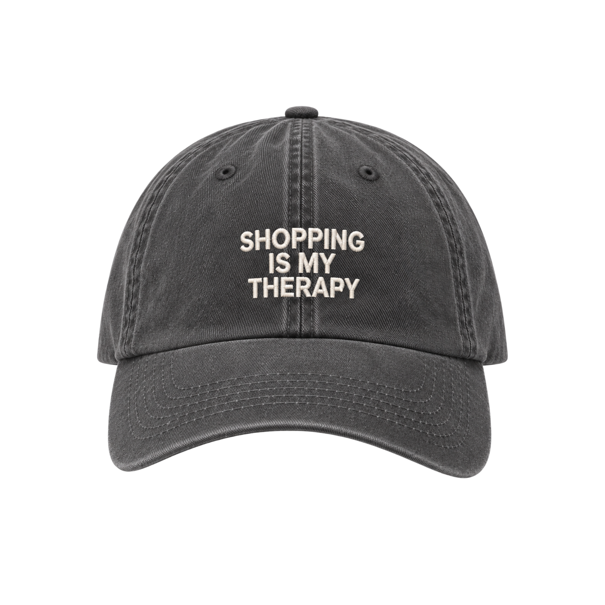Shopping Is My Therapy Cap - Washed Grey